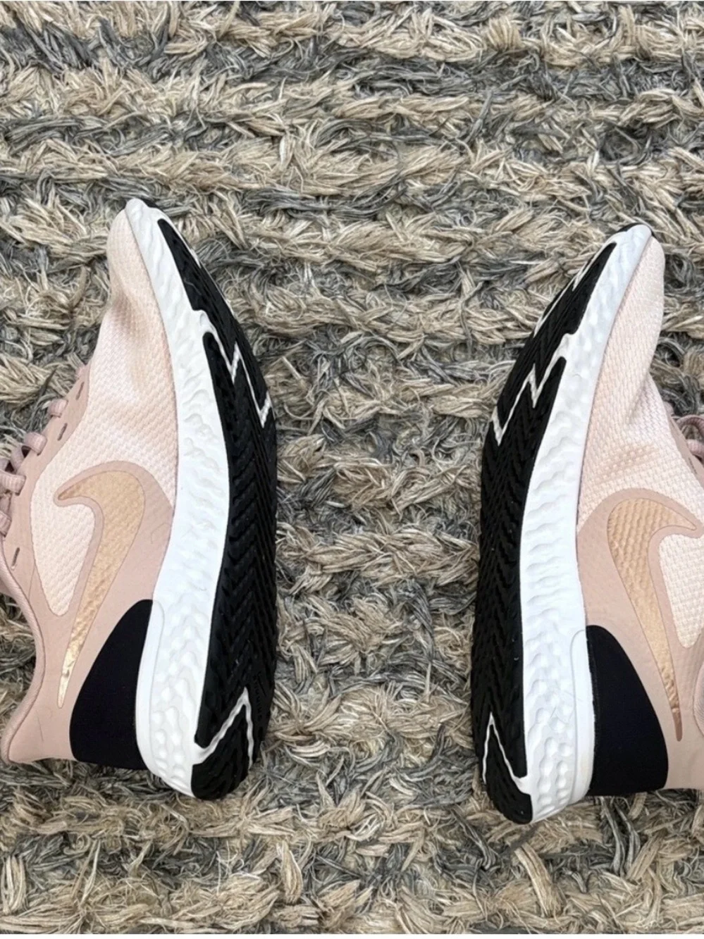 Nike Women's Blush and Black Running Sneakers, Size 6
